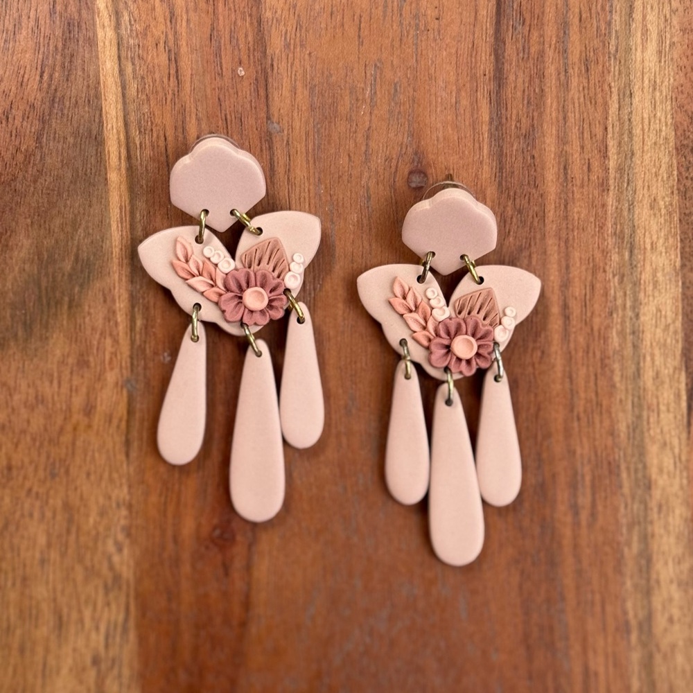 Pink Floral Dangle Earrings